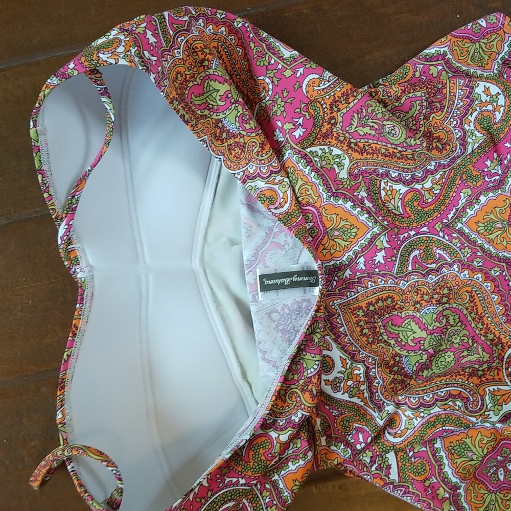 Tommy Bahama Womens One Piece Swimsuit Colorful Orange Green Printed Size 16 - Picture 9 of 12